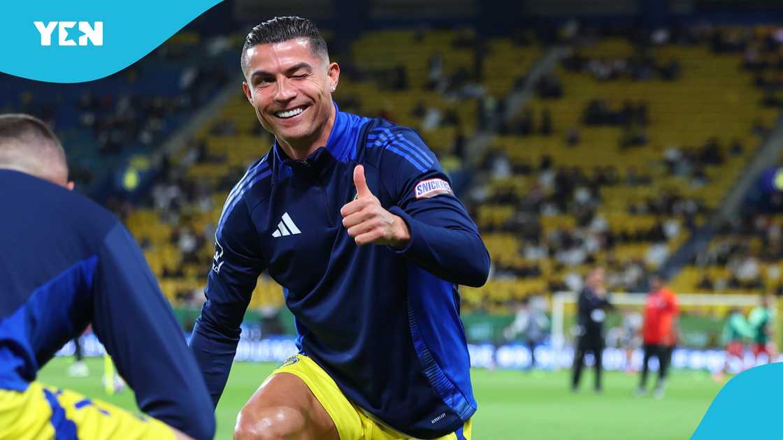 Cristiano Ronaldo of Al-Nassr winking at the camera during the Saudi Pro League match between Al Nassr v Al Ettifaq at Al -Awwal Park on February 21, 2025 in Riyadh, Saudi Arabia Cristiano Ronaldo of Al-Nassr winking at the camera during the Saudi Pro League match between Al Nassr v Al Ettifaq at Al -Awwal Park on February 21, 2025 in Riyadh, Saudi Arabia