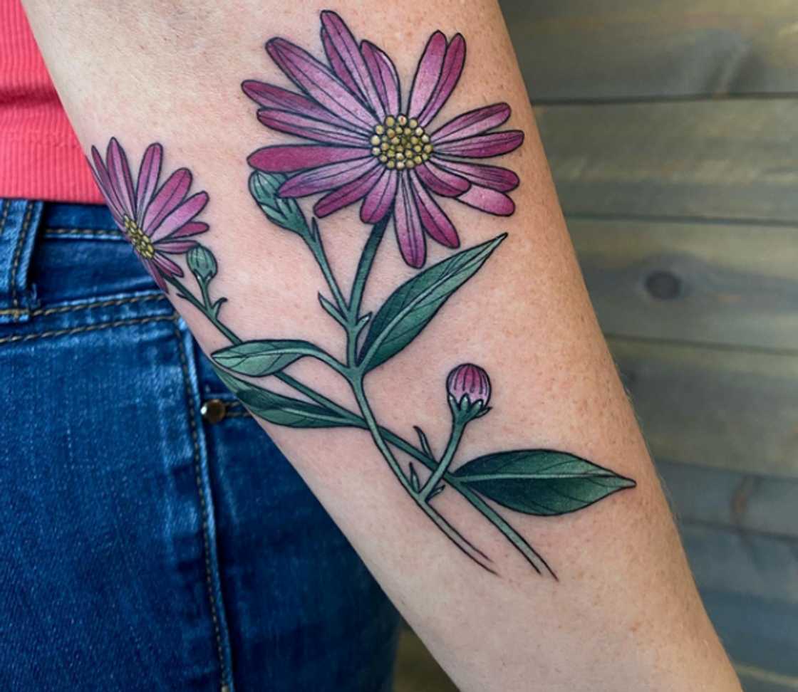 Aster flower tattoo