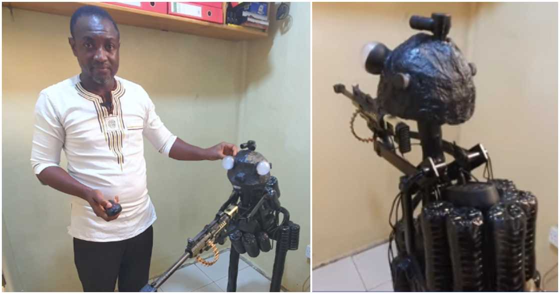 Ghanaian engineer builds security robot to ward off robbery attacks. Ghanaian engineer builds security robot to ward off robbery attacks.