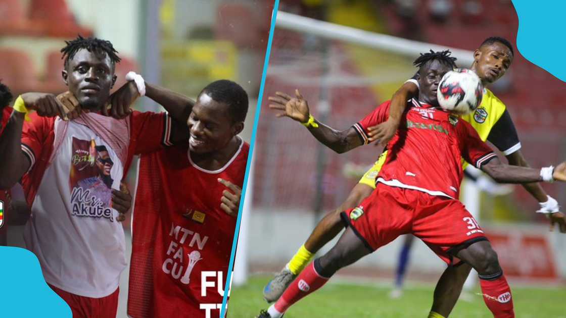 Kotoko striker Kwame Opku scores in FA Cup semis. Kotoko striker Kwame Opku scores in FA Cup semis.