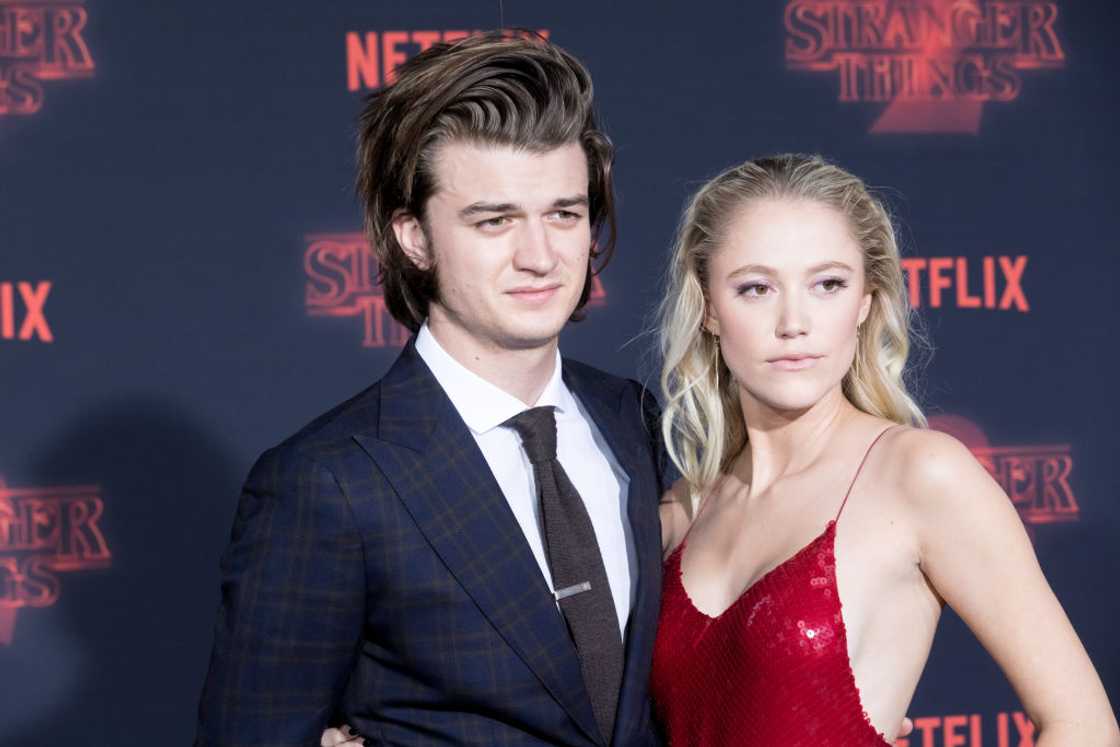 Joe Keery and Maika Monroe during a premiere Joe Keery and Maika Monroe during a premiere