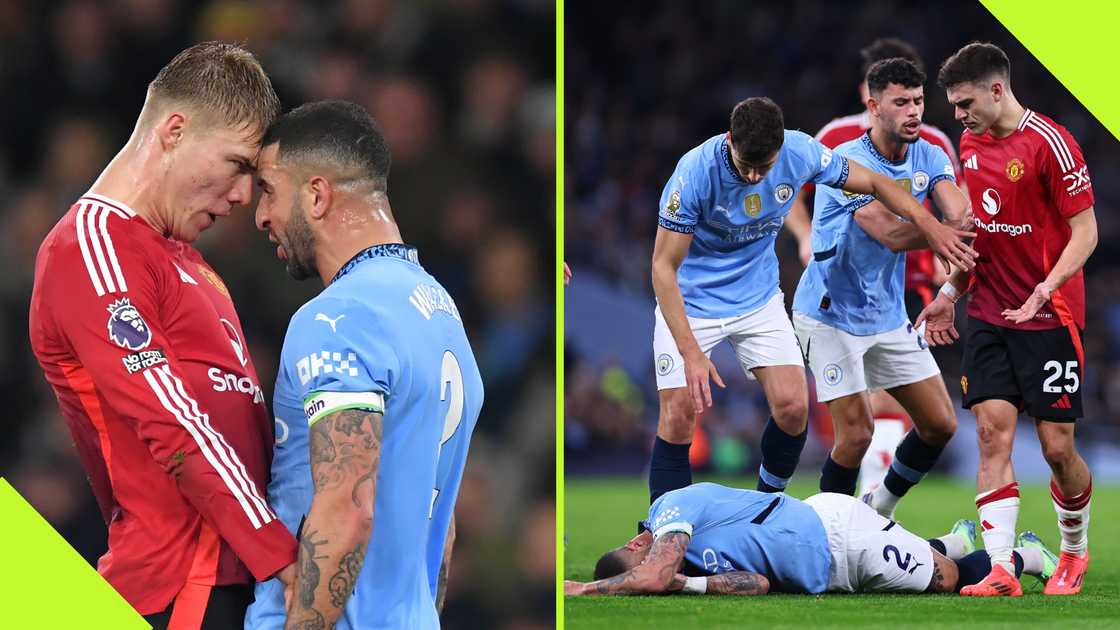 Rasmus Hojlund clashed with Kyle Walker during the Manchester Derby