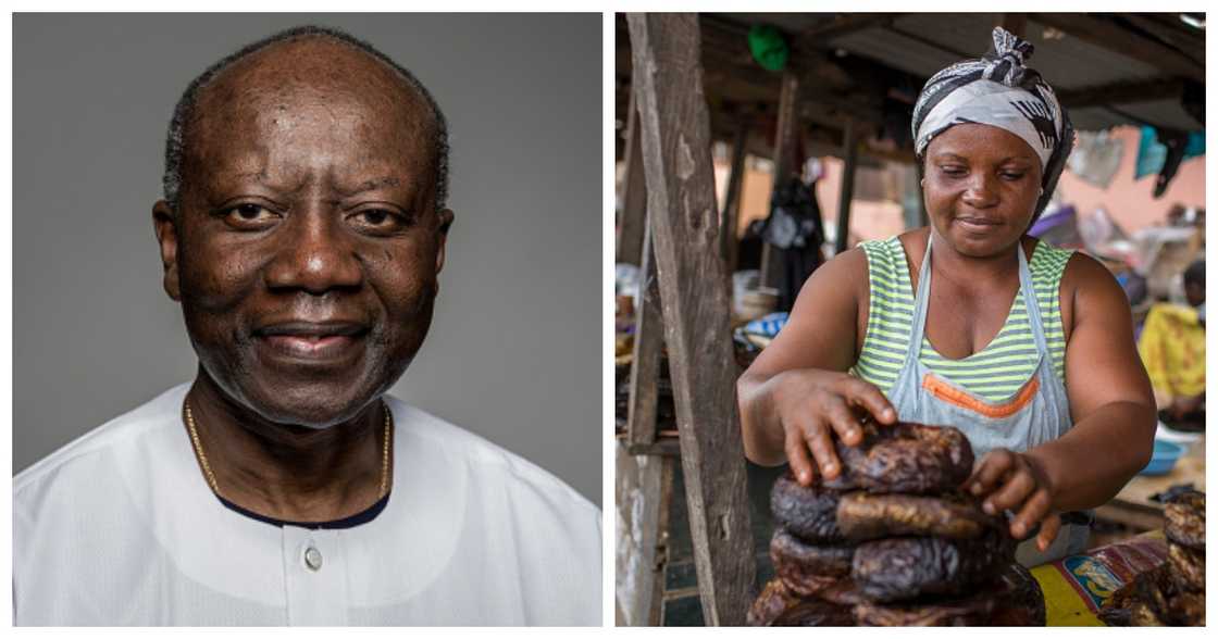 Ofori-Atta and market woman