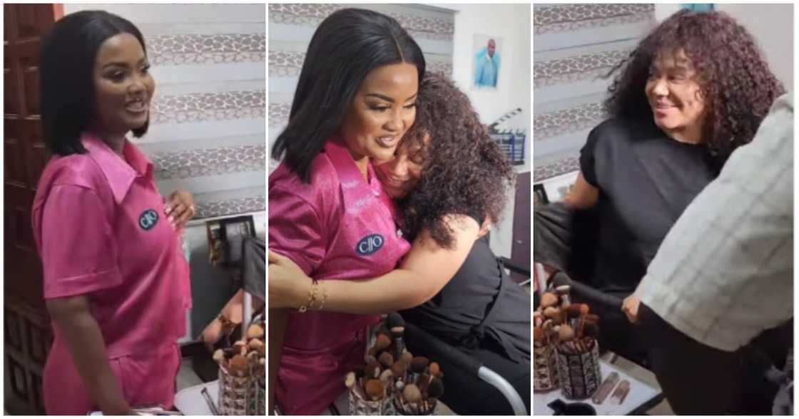 Nadia Buari hugs McBrown on set of Coming To Africa