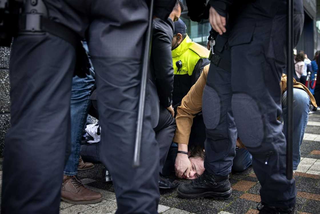 It was the second day of protests during Macron's state visit to the Netherlands It was the second day of protests during Macron's state visit to the Netherlands