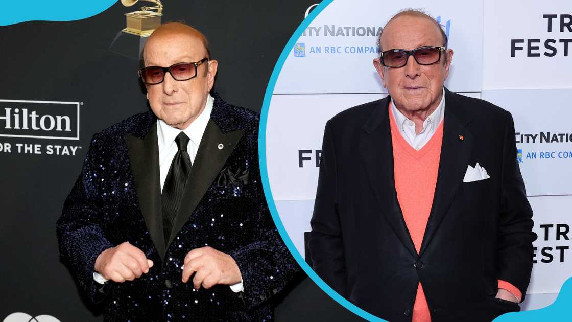 Clive Davis at the 66th GRAMMY Awards Pre-GRAMMY Gala (L), and (R) him at the 2023 Tribeca Film Festival.