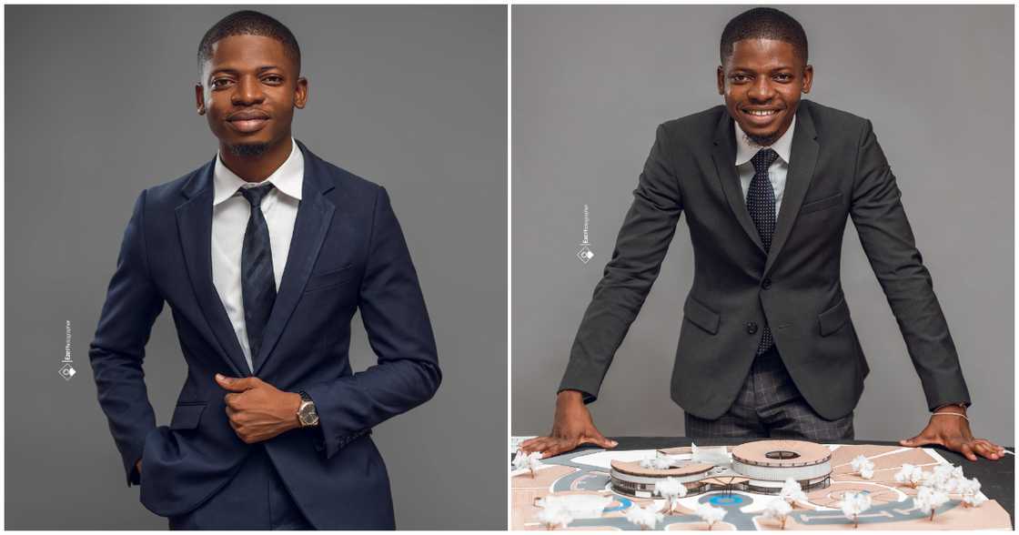 Fiifi Hammond poses with his architectural design Fiifi Hammond poses with his architectural design