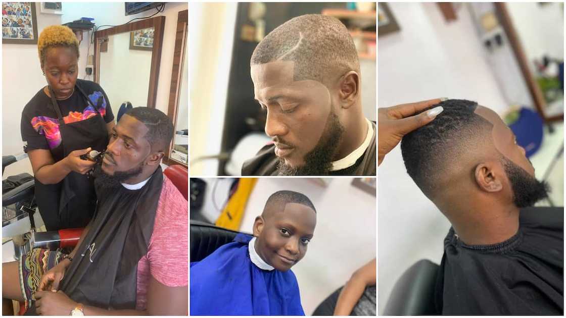 Nigerian female barber gives cool haircuts to clients in Lagos, her amazing skill breaks the internet Nigerian female barber gives cool haircuts to clients in Lagos, her amazing skill breaks the internet