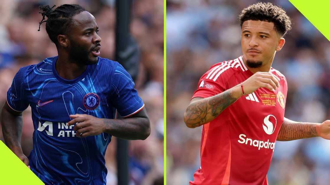 Raheem Sterling of Chelsea and Manchester United's Jadon Sancho could head in opposite directions as the transfer window nears its end. Photos by Eddie Keogh and Neal Simpson/AllStar. Raheem Sterling of Chelsea and Manchester United's Jadon Sancho could head in opposite directions as the transfer window nears its end. Photos by Eddie Keogh and Neal Simpson/AllStar.