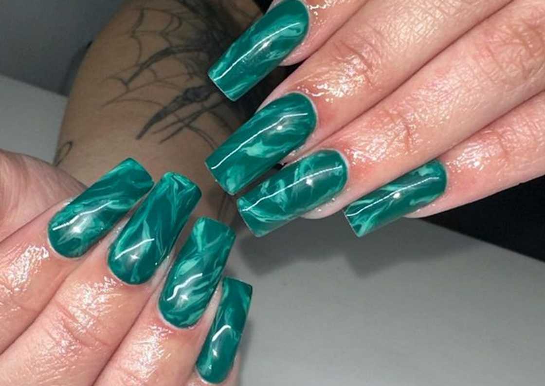 Jade marble nails Jade marble nails