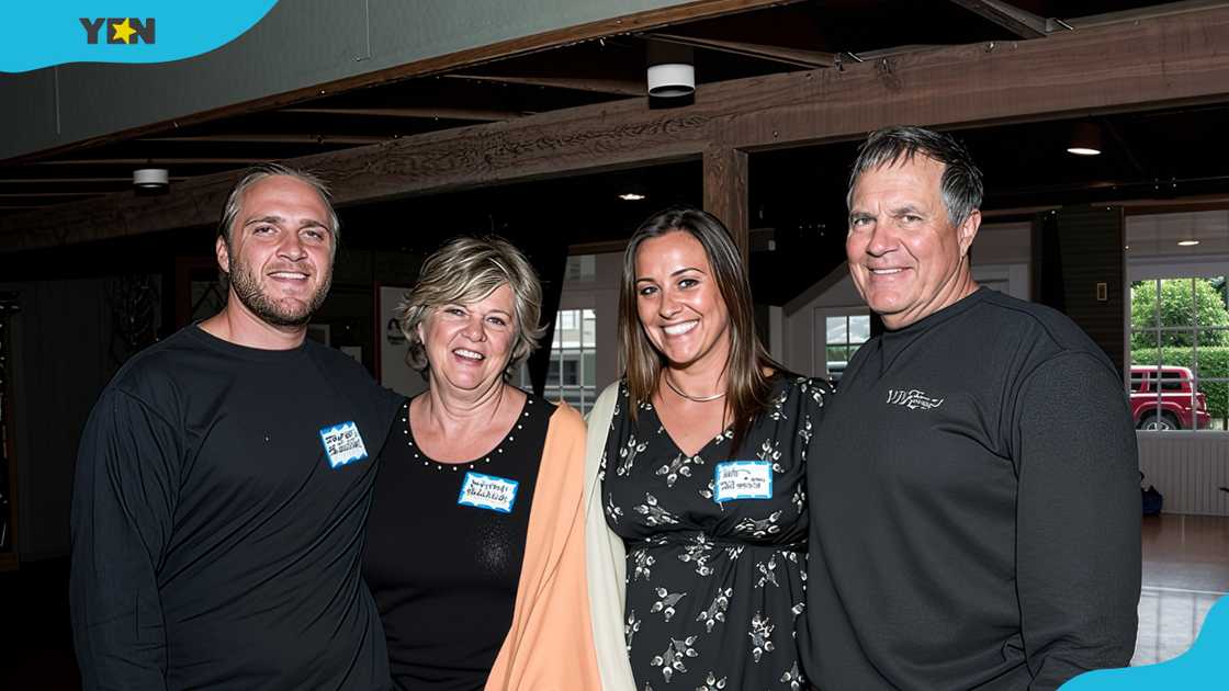 From L to R: Steve Belichick, Debby Clarke, Jennifer Schmitt (son's wife) and Bill Belichick (son). From L to R: Steve Belichick, Debby Clarke, Jennifer Schmitt (son's wife) and Bill Belichick (son).