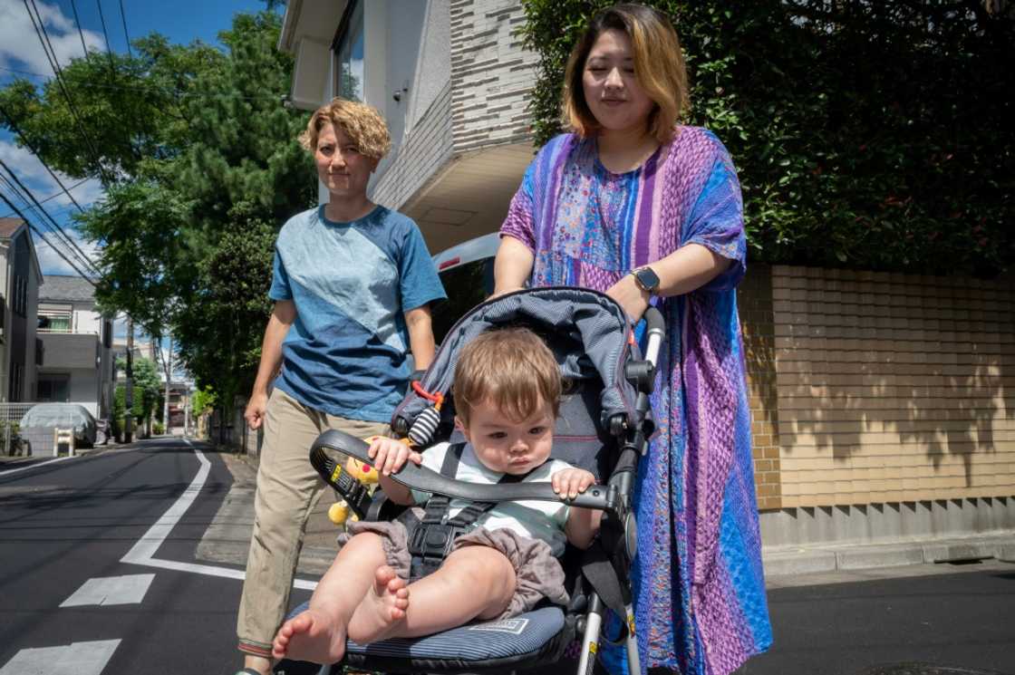 Moda (left) and Nagamura (right) are now proud parents of a 10-month-old son