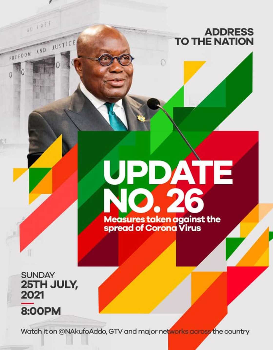 Akufo-Addo to make national address as Ghana's active Covid-19 cases spikes above 4000 amid Delta variant Akufo-Addo to make national address as Ghana's active Covid-19 cases spikes above 4000 amid Delta variant