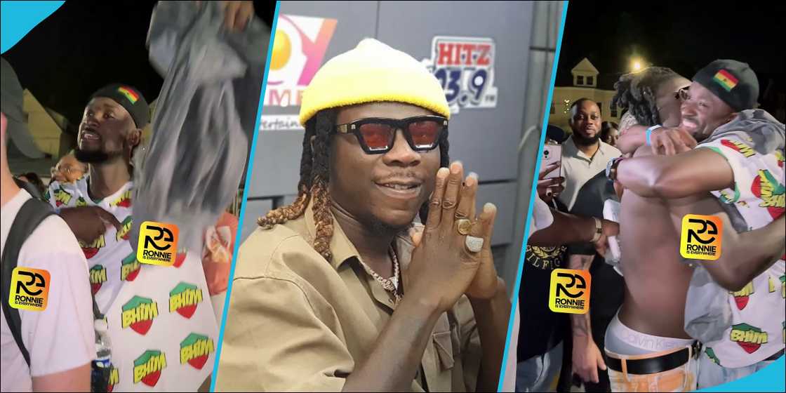 Stonebwoy gifts a fan his jeans jacket in the U.S. Stonebwoy gifts a fan his jeans jacket in the U.S.