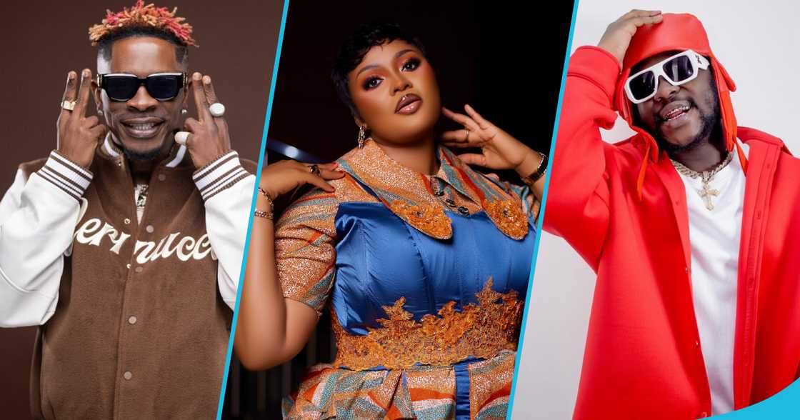 Shatta Wale, MzGee and Medikal in photos from left to right Shatta Wale, MzGee and Medikal in photos from left to right
