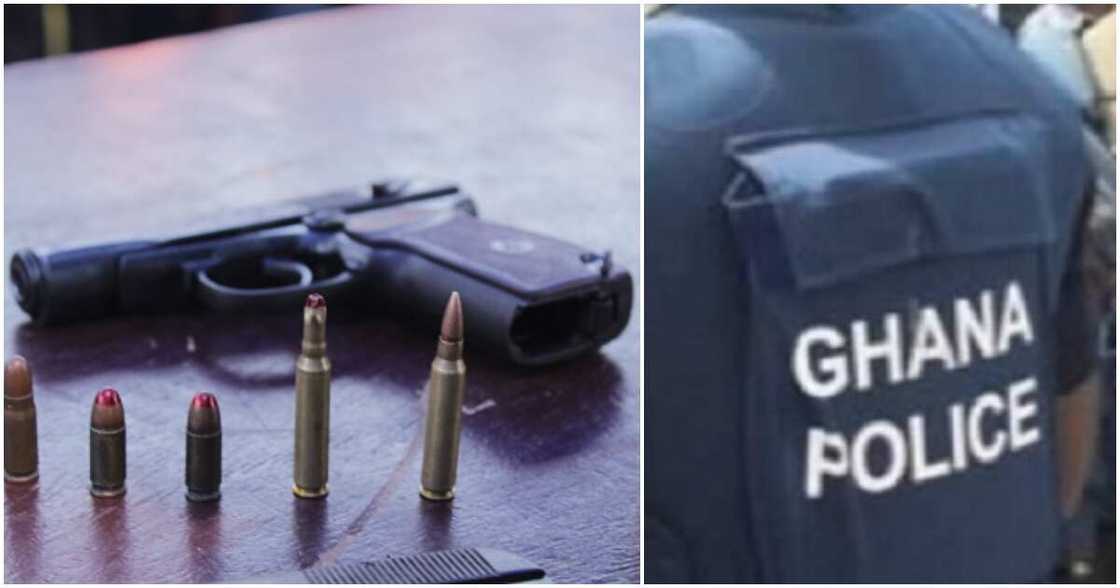 A gun and bullet and police A gun and bullet and police