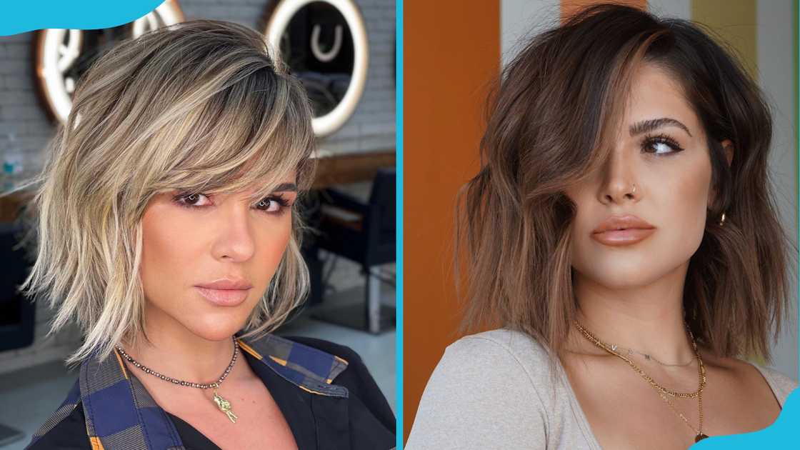 Side swept tousled bob with soft highlights Side swept tousled bob with soft highlights