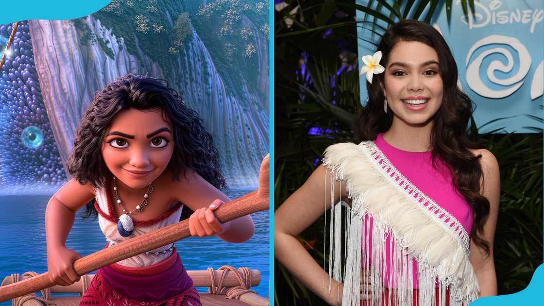 Moana (L) and actress Auli'i Cravalho (R). Moana (L) and actress Auli'i Cravalho (R).