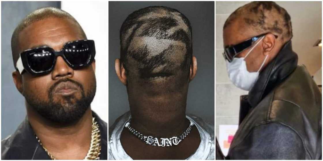 Kanye West's patch haircut. Kanye West's patch haircut.