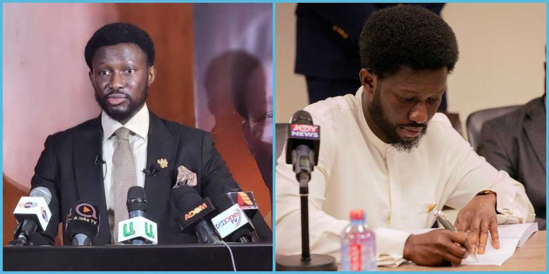 Leader of the New Force, Nana Kwame Bediako, campaigns at a galamsey site in Manso. Leader of the New Force, Nana Kwame Bediako, campaigns at a galamsey site in Manso.