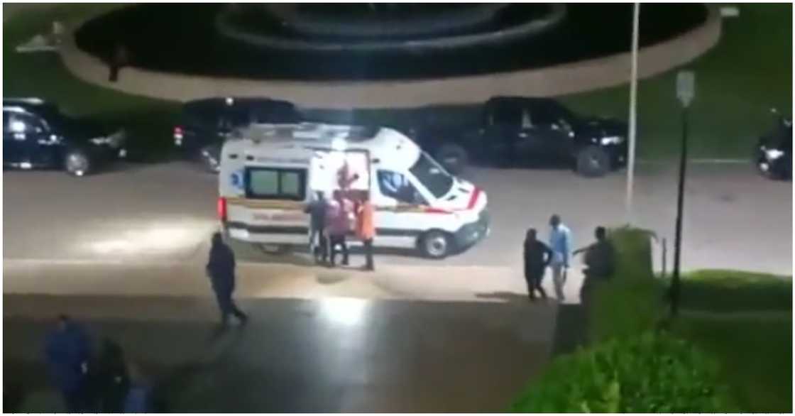 Photo of Alhaji Tufeiru in an ambulance from parliament