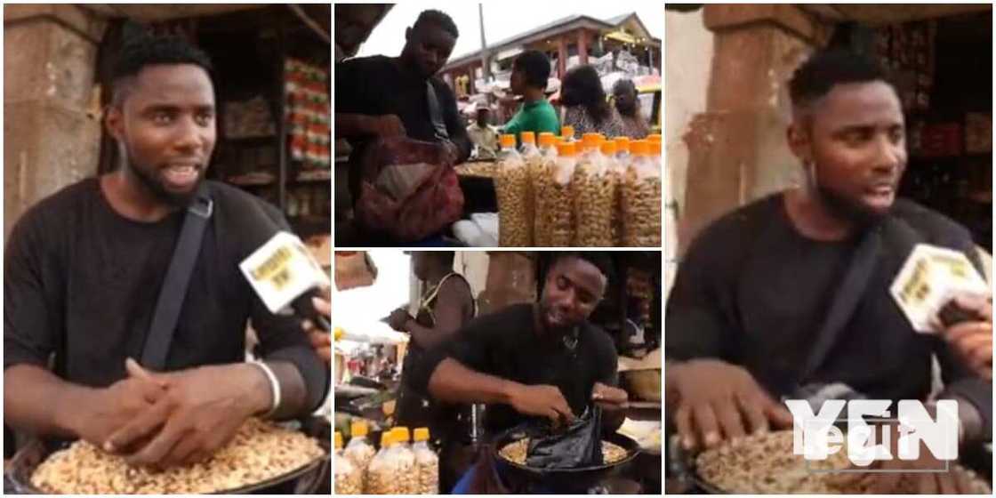 Nigerian man who dropped out of school now sells groundnuts, says he built a house with his groundnut business