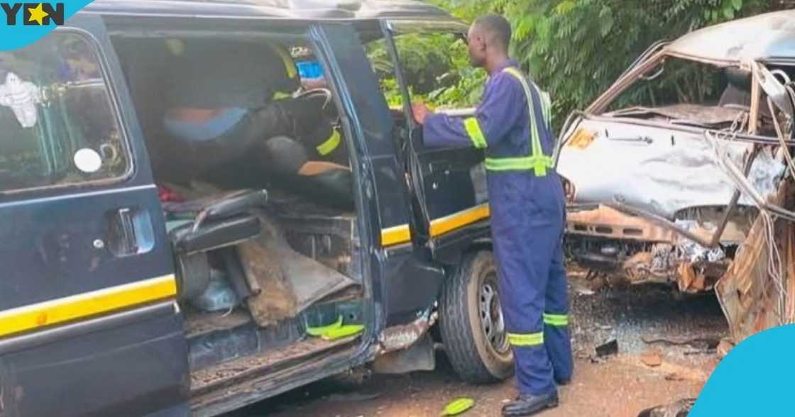 Ghana National Fire Service, GNFS, One person died,10 others injured, two commercial minibuses collided, Adukrom–Somanya Highway, Ghana's Eastern Region