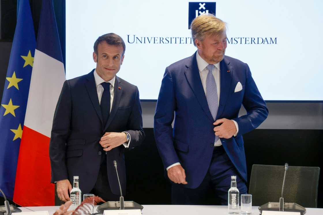 Macron held a roundtable with Dutch King Willem-Alexander at Amsterdam University Macron held a roundtable with Dutch King Willem-Alexander at Amsterdam University