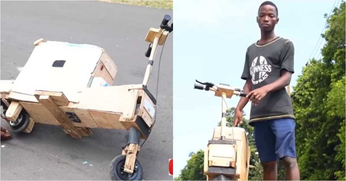 Samuel Aboagye: Ghanaian Teenager Builds Solar-powered Electric Bike from Wood with Radio and Plays Music Samuel Aboagye: Ghanaian Teenager Builds Solar-powered Electric Bike from Wood with Radio and Plays Music