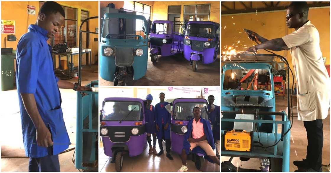 Ghanaian students build tricycle.