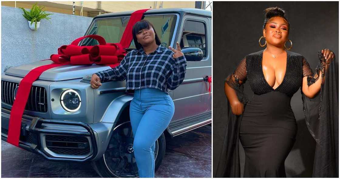 Young lady celebrates buy Mercedes Benz G-Wagon Young lady celebrates buy Mercedes Benz G-Wagon