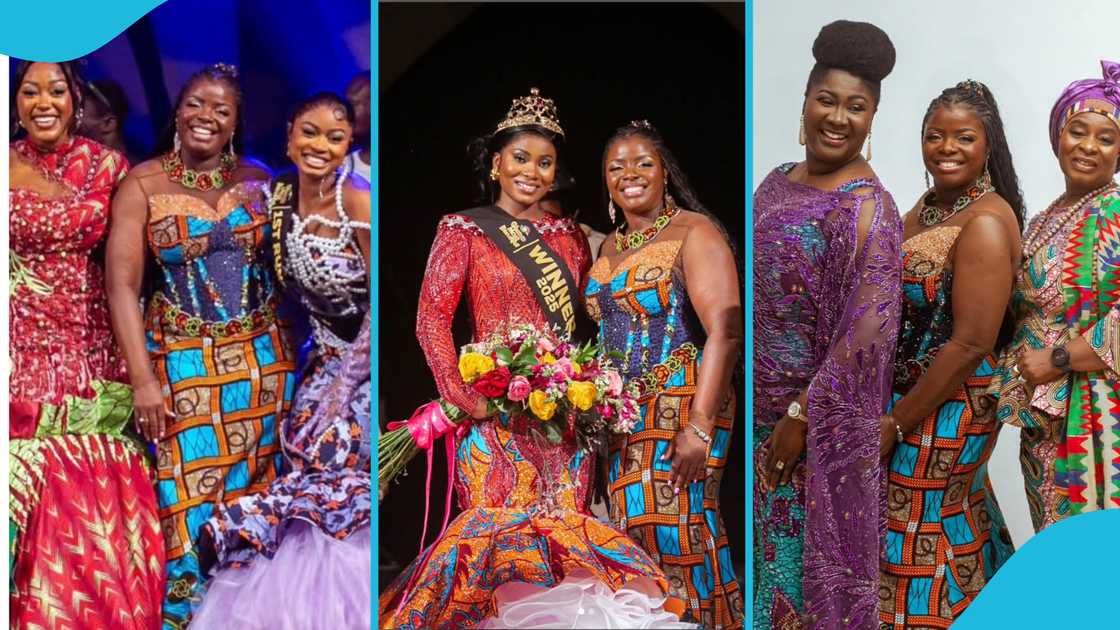 2025 GMB third runner-up Adjorkor, 2025 GMB judge Janet Sunkwa-Mills, 2025 GMB first runner-up Asakia, 2025 GMB winner Etornam, 2025 GMB judge Linda Ampah and 2025 GMB Nana Adwoa Awindor