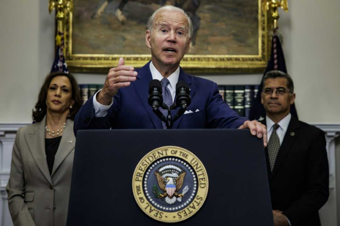 US President Joe Biden speaks before signing an executive order protecting access to reproductive health care services, in the Roosevelt Room of the White House US President Joe Biden speaks before signing an executive order protecting access to reproductive health care services, in the Roosevelt Room of the White House