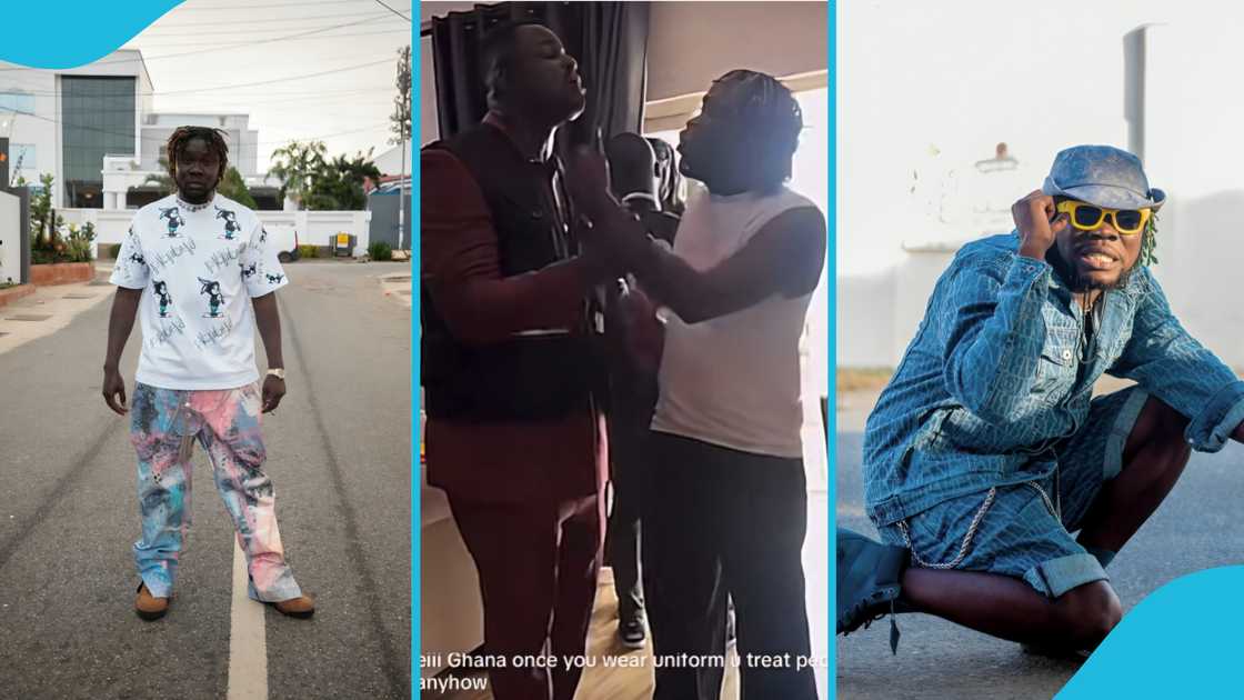 Showboy arrest, Showboy Ghana Police, CID officers Ghana, false news publication, Showboy social media, Ghana Police Service news, Showboy vehicle seizure, police confrontation