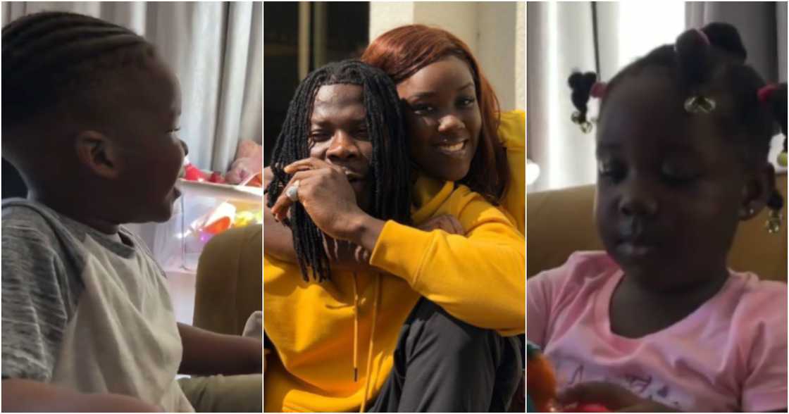 Stonebwoy's first daughter boldly orders her brother to stop after mum asked him to sing in a video Stonebwoy's first daughter boldly orders her brother to stop after mum asked him to sing in a video