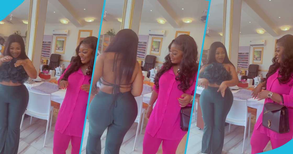 Jackie Appiah and Kisa Gbekle dancing