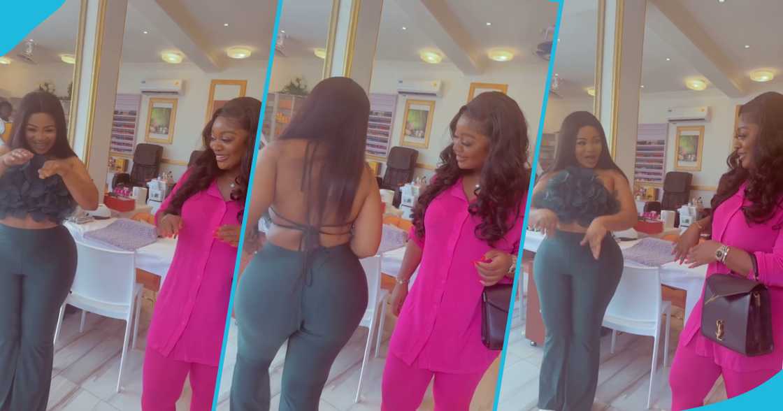 Jackie Appiah and Kisa Gbekle dancing Jackie Appiah and Kisa Gbekle dancing