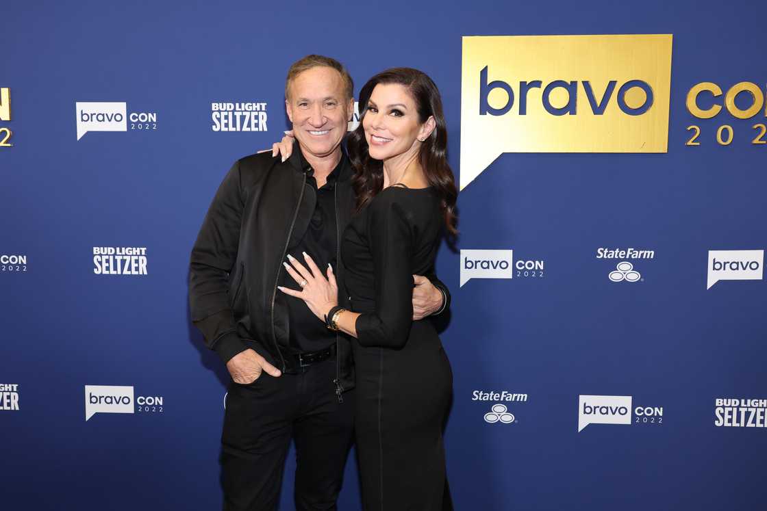 Terry and Heather Dubrow pose on the BravoCon 2022 Red Carpet from the Javits Center.