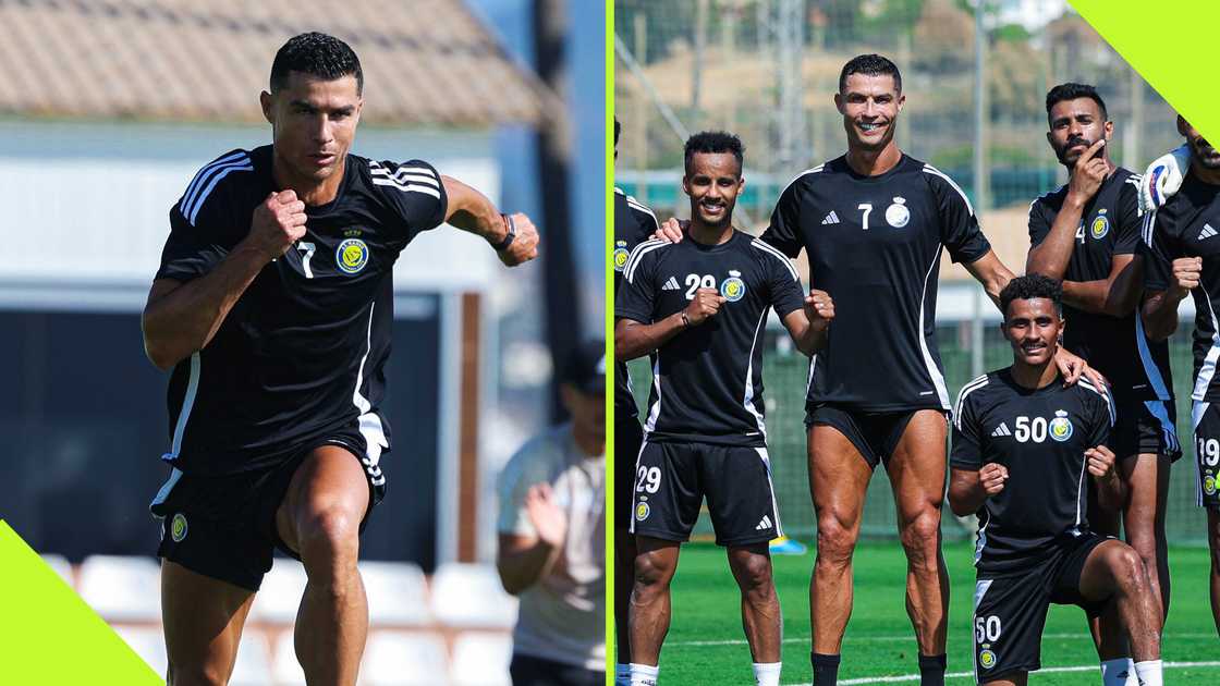 Cristiano Ronaldo looked delighted on his return to team training with his Al-Nassr colleagues. Photo credit: @AlNassrFC_EN. Cristiano Ronaldo looked delighted on his return to team training with his Al-Nassr colleagues. Photo credit: @AlNassrFC_EN.