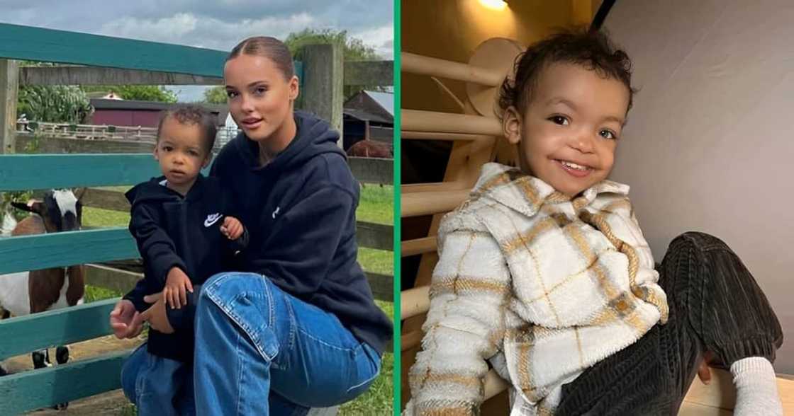 A TikTok video shows a little boy with his mom closet. A TikTok video shows a little boy with his mom closet.