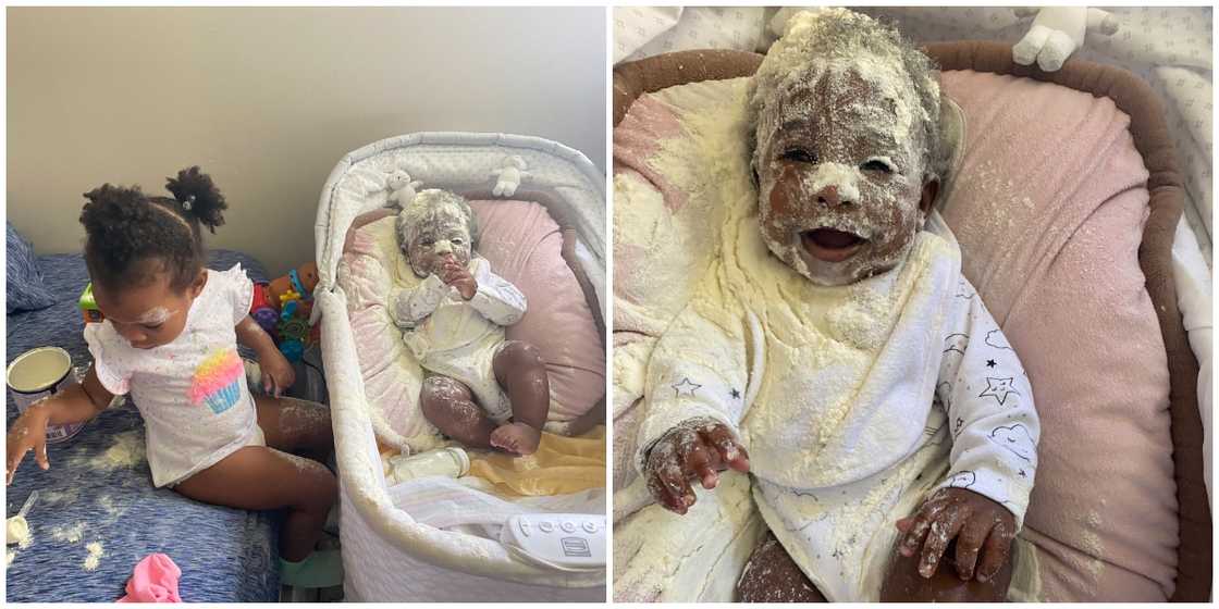 No Be that 30k Milk Be that? Nigerians React as Little Girl Bathes Baby with Full Container of Milk No Be that 30k Milk Be that? Nigerians React as Little Girl Bathes Baby with Full Container of Milk