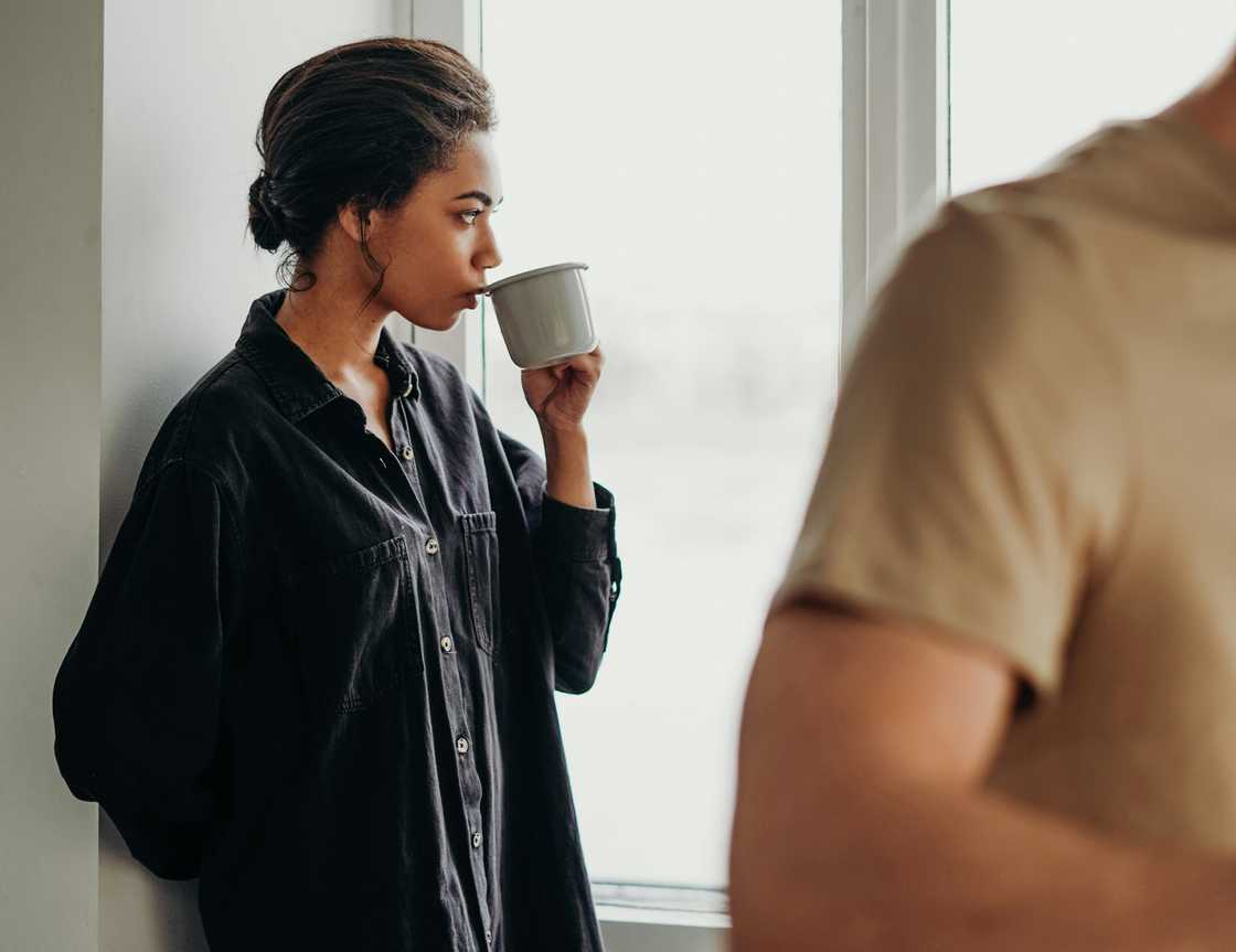 A woman drinking tea