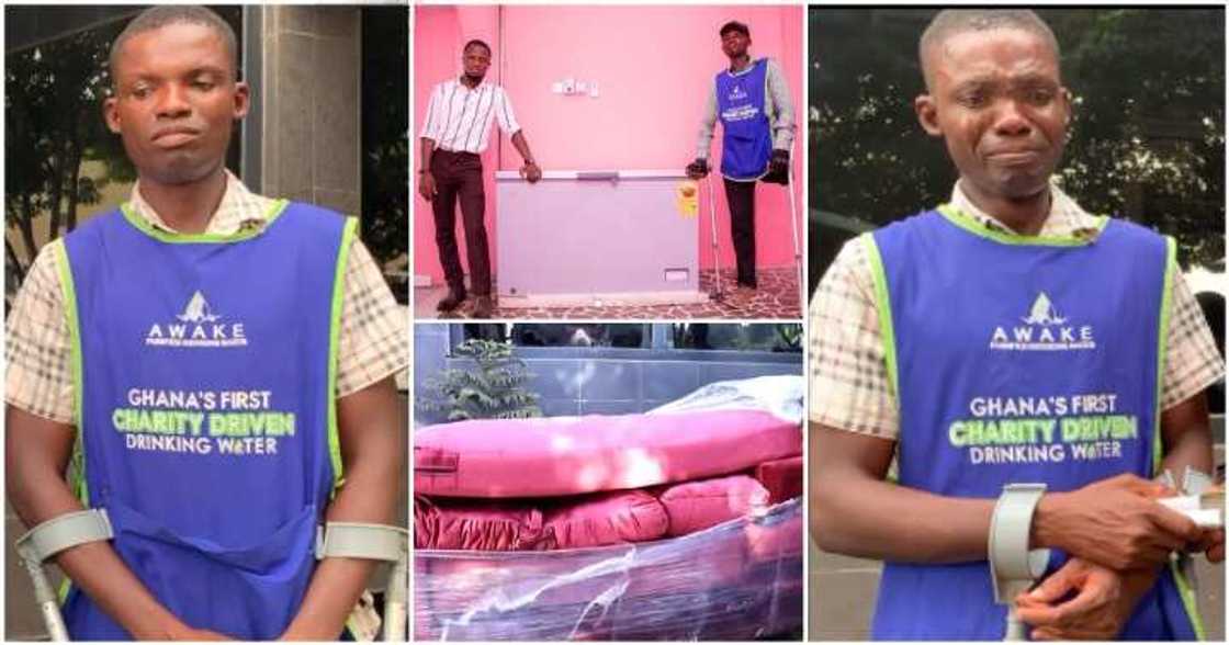 Physically challenged Ghanaian water hawker gets help. Physically challenged Ghanaian water hawker gets help.