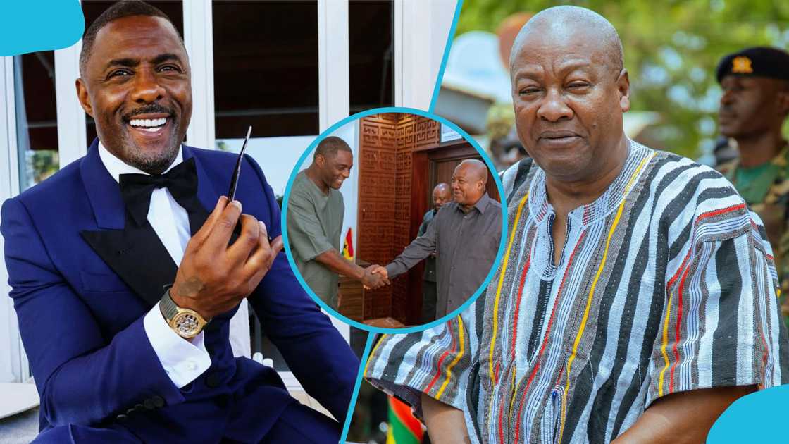 Idris Elba, President Mahama, Film village, Idris Elba and John Mahama, Ghana, Jubilee House Idris Elba, President Mahama, Film village, Idris Elba and John Mahama, Ghana, Jubilee House