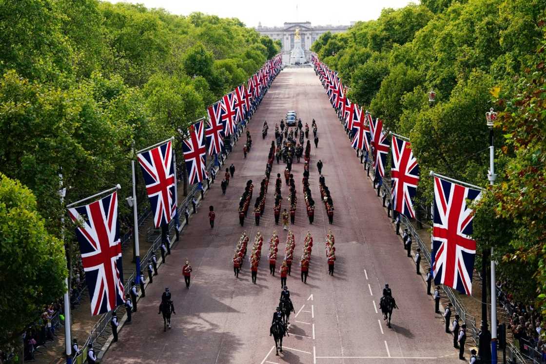 The grand procession through the flag-lined heart of London represented the latest step in 11 days of national mourning The grand procession through the flag-lined heart of London represented the latest step in 11 days of national mourning