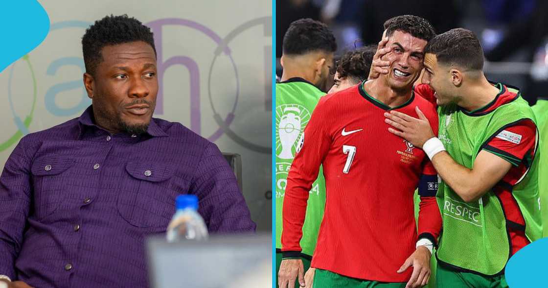 Asamoah Gyan reacts to Ronaldo's penalty miss Asamoah Gyan reacts to Ronaldo's penalty miss