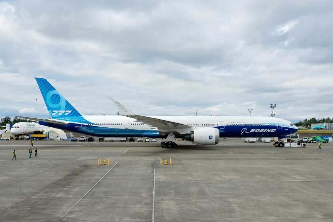 A 777-9, the last generation of the 777 family, is seen in Everett, Washington in June 2024