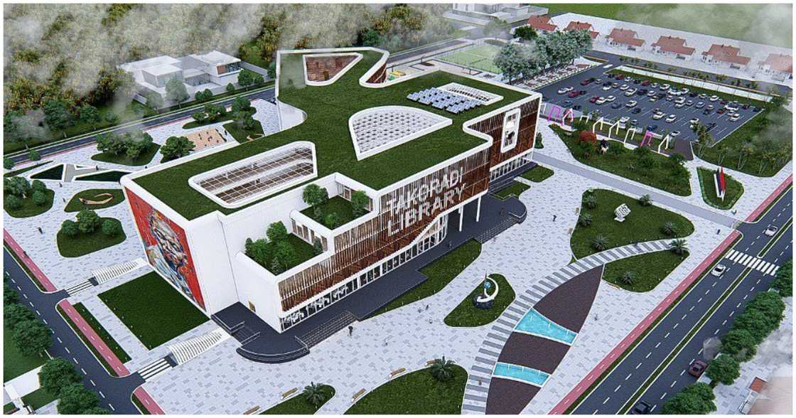 An aerial view of the library An aerial view of the library