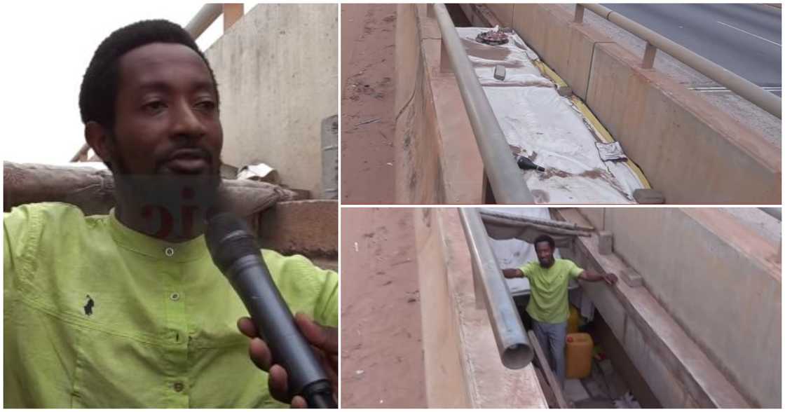 An evangelist living under a flyover bridge An evangelist living under a flyover bridge