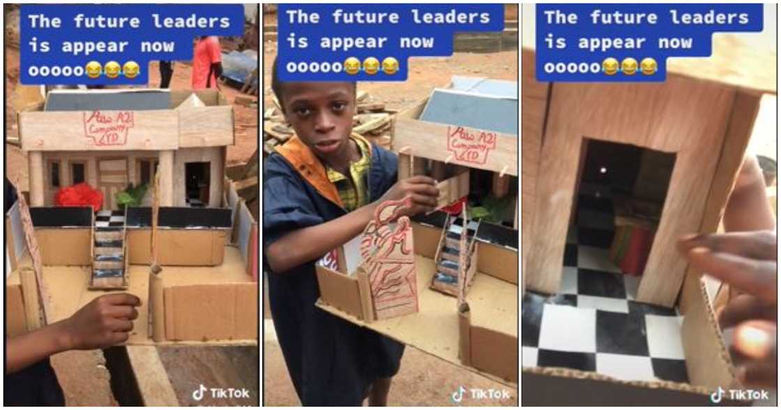 Young Ghanaian boy builds a mansion out of cardboard Young Ghanaian boy builds a mansion out of cardboard